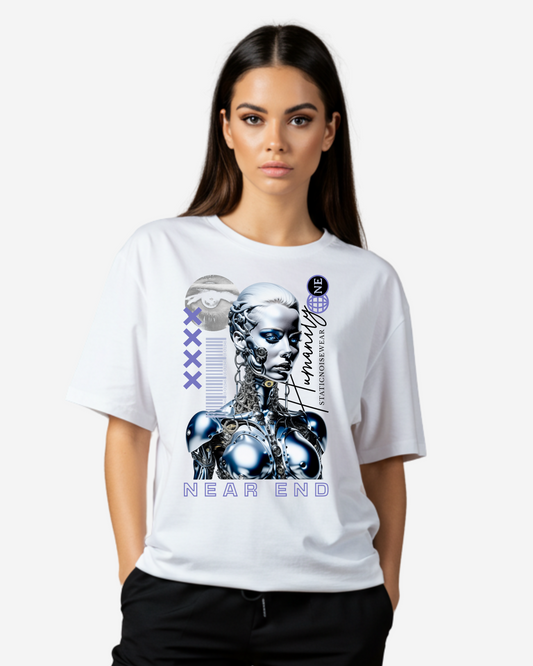 Abstract Futuristic Graphic Women's Oversized T-Shirt