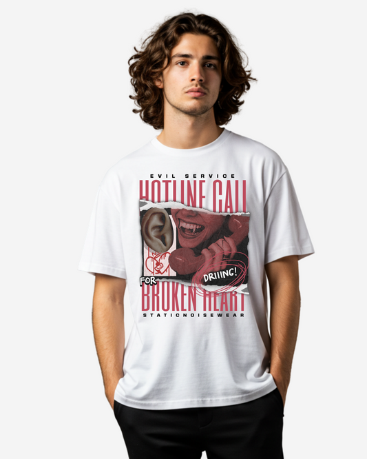 Hotline Call for Broken Heart Men's Oversized T-Shirt