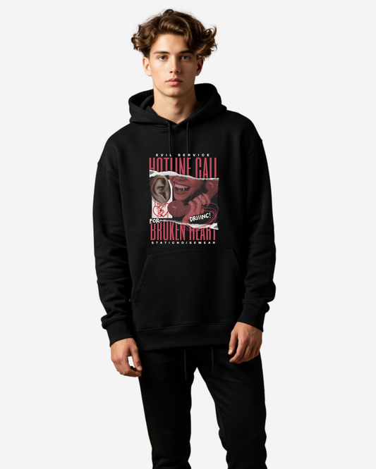 Hotline Call for Broken Heart Men's Oversized Hoodie