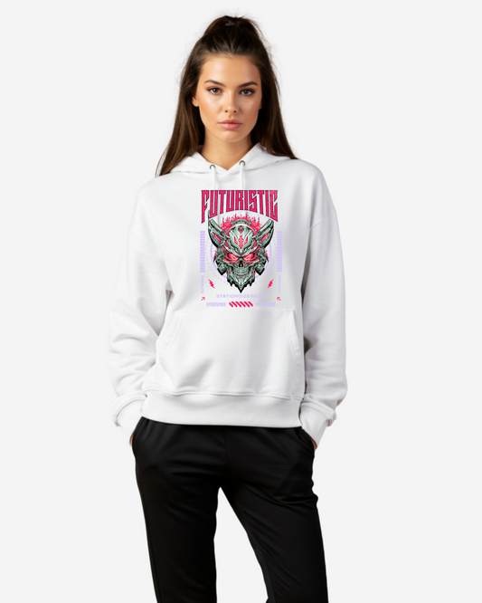 Futuristic Mecha Head Streetwear Women's Oversized Hoodie